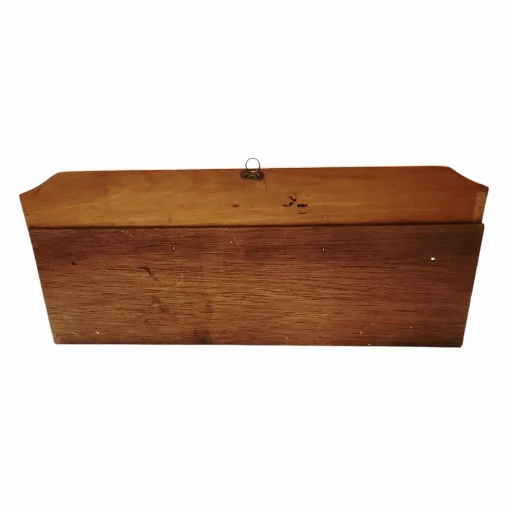 Vintage Wood Wall Mail Organizer Bills Letters Misc 3 Slot Hanging Holder